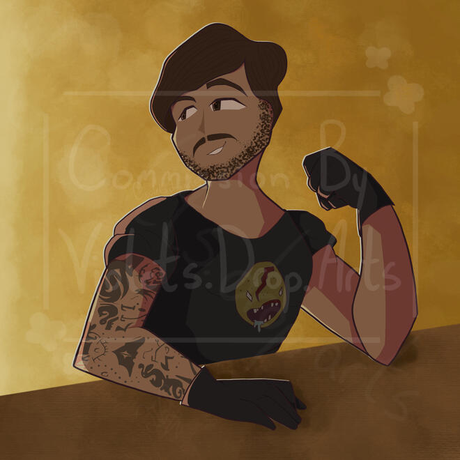 Commission 3/18/24; Main Art Style, Half-Body Character, Shaded, Simple BG