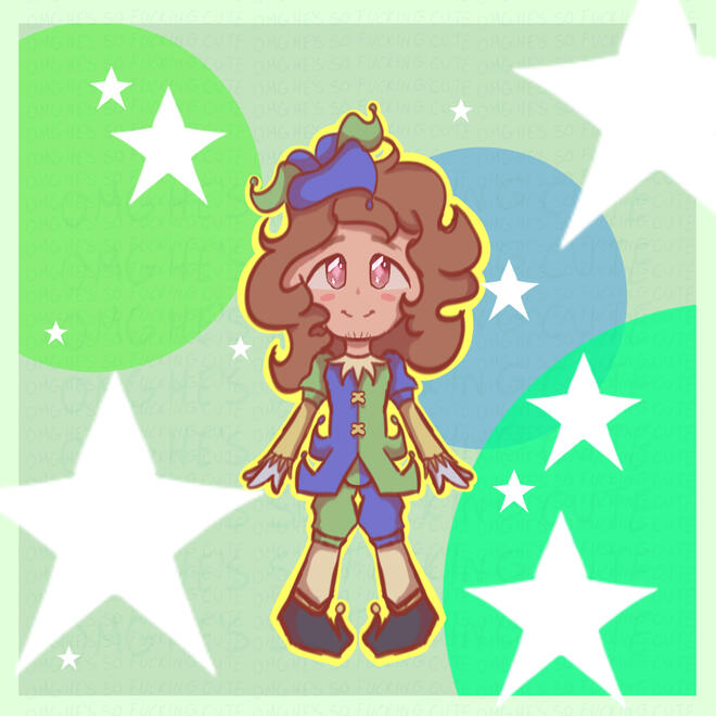 Sketch Lineart, Chibi Style Character, Colored + Shaded, Simple BG