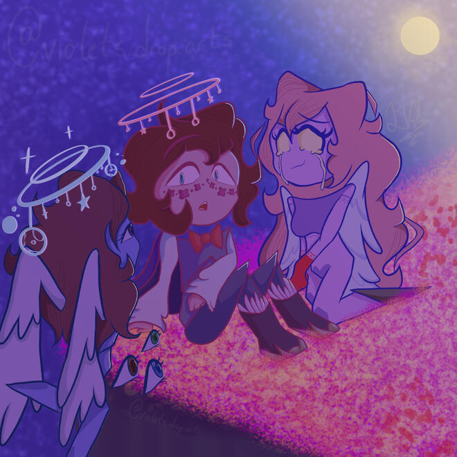 3 Chibi Characters, Shaded, Complex Designs, Complex BG