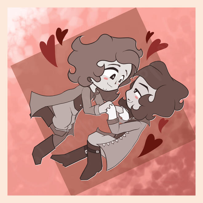 2 Chibi Characters, Flatcolor, Simple BG